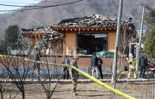 A South Korean fighter jet accidentally dropped bombs on a civilian area during training, in Pocheon, South Korea, on March 6, 2025.