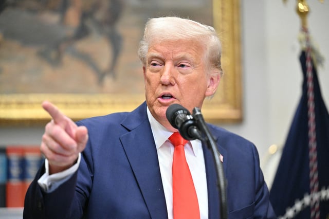 President Donald Trump speaks in the Roosevelt Room of the White House in Washington, DC, on March 3, 2025.