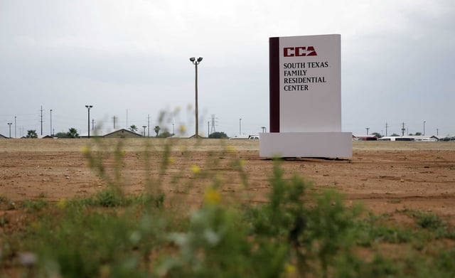 This June 30, 2015 file photo shows a sign at the entrance to the South Texas Family Residential Center in Dilley, Texas. A report that a child died shortly after being released from a U.S. Immigration and Customs Enforcement facility in Texas has inflamed the debate over the detention of immigrant families. The American Immigration Lawyers Association said Wednesday, Aug. 1, 2018, that it had learned of the death of a child shortly after the child and parent left the ICE family detention center at Dilley. 