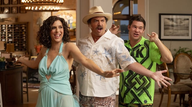 Edi Patterson, Danny McBride and Adam DeVine in "The Righteous Gemstones." (HBO)