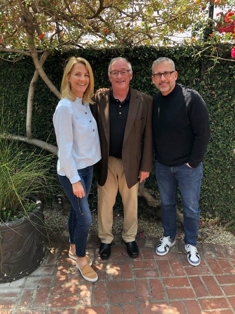 Alice's Kids founder and executive director Ronald "Ron" Fitzsimmons, center, poses with Nancy and Steve Carell in California.