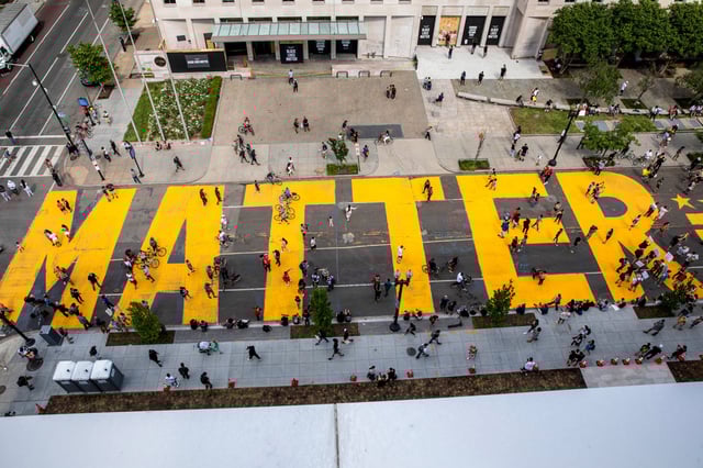 A "Black Lives Matter" mural on the street near the White House on June 5, 2020.