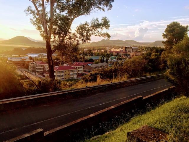 The city of Maseru, Lesotho at sunset, surrounded by hills. (Tzviatko Chiderov/Getty Images)