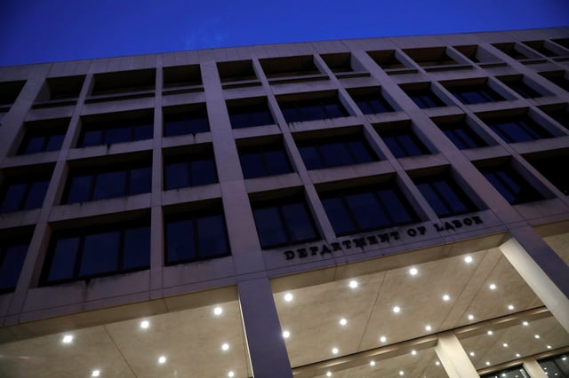 The Department of Labor headquarters is seen in Washington, D.C., U.S., May 13, 2021. REUTERS/Andrew Kelly/File Photo
