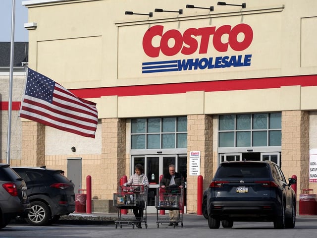 Customers exit a Costco Warehouse in Pennsylvania.