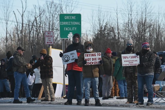 Correction officers on strike at Greene Correctional Facility last month.