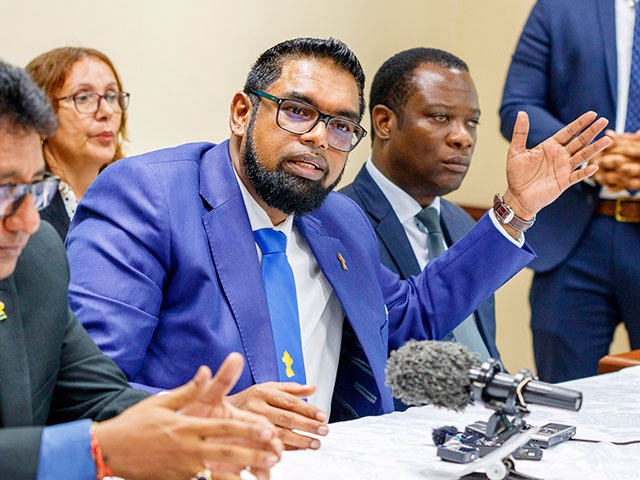 Guyana's President Irfaan Ali speaks during a press conference in Argyle, St. Vincent, Dec. 14, 2023. (AP Photo/Lucanus D. Ollivierre, File)