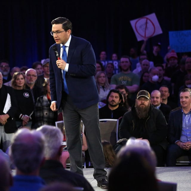 Conservative Party of Canada leadership candidate Pierre Poilievre speaks during a campaign rally March 31, 2022 in Ottawa.  Dave Chan/The Globe and Mail