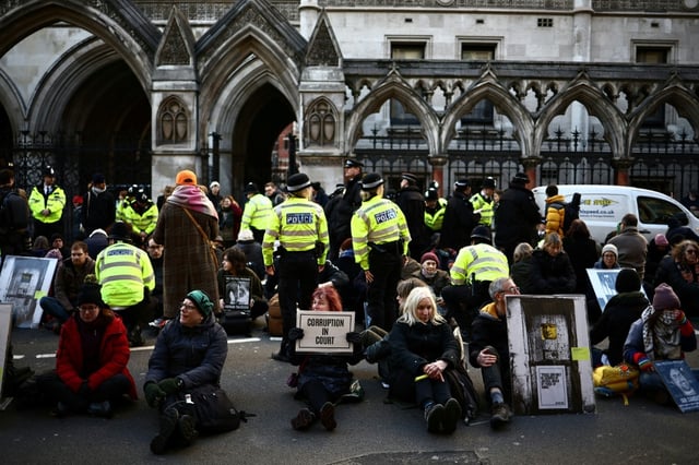 Activists protested outside the Court of Appeal in London when the hearing started in January