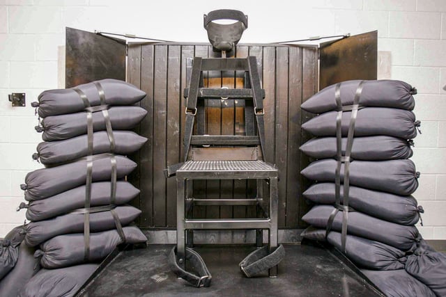 The execution chamber at the Utah State Prison after Ronnie Lee Gardner was executed by a firing squad in 2010. 
