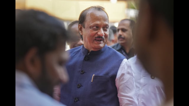 Maharashtra deputy chief minister Ajit Pawar arrives for the Budget session of the state assembly in Mumbai. (PTI)