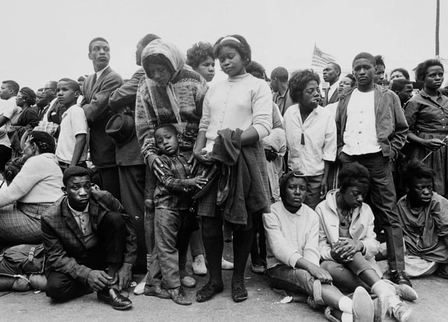 Marchers in Montgomery, Alabama, at the culmination of the Selma to Montgomery March, on March 25, 1965.