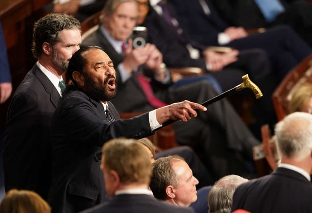Rep. Al Green disrupts President Donald Trump as he addressed to a joint session of Congress at the U.S. Capitol in Washington, D.C., on March 4, 2025.