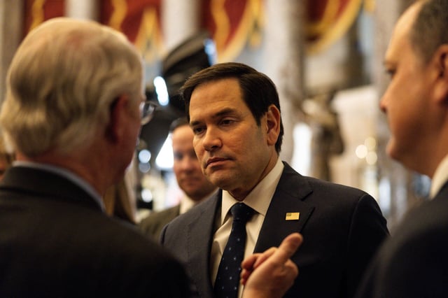 Secretary of State Marco Rubio arrives to President Trump's joint address to Congress on March 4, 2025, in Washington, D.C.