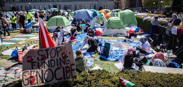 Ein Protestcamp vor der Columbia-University