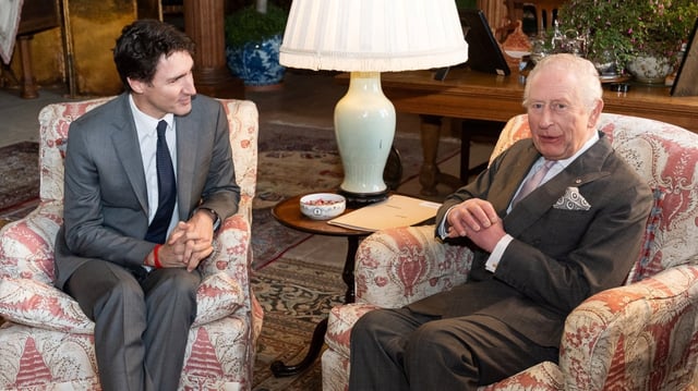 The King met Justin Trudeau at Sandringham on Monday