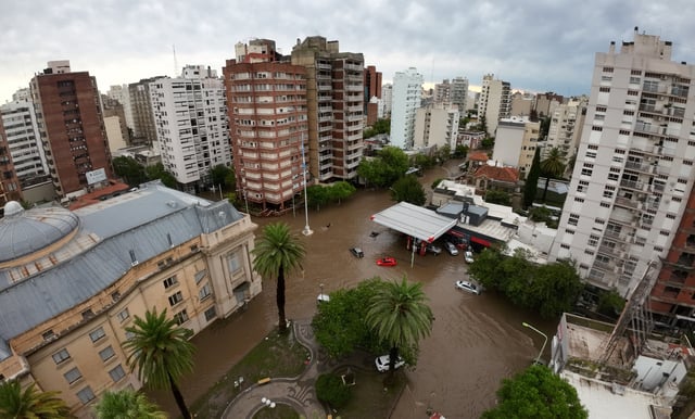 Une zone inondée dans la ville de Bahia Blanca, dans la province de Buenos Aires, Argentine, le 7 mars 2025.