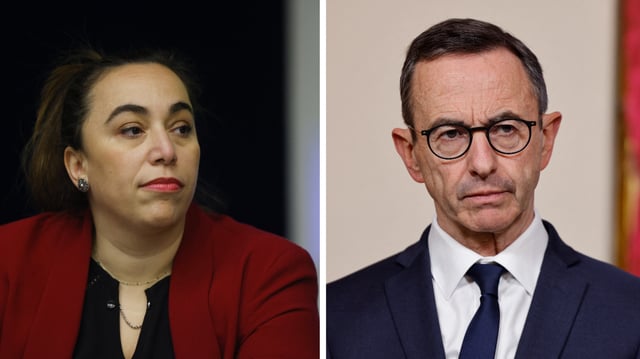 Sabrina Sebaihi à gauche et Bruno Retailleau à droite.