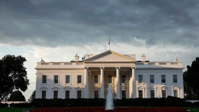 WASHINGTON, DC - JULY 18: Early morning light is seen on the  White House on July 18, 2024 in Washington, DC. President Joe Biden tested positive for Covid-19 while traveling in Las Vegas for a series of events.