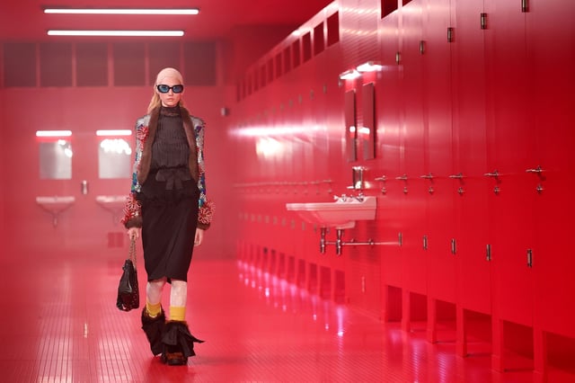 PARIS, FRANCE - MARCH 09: A model walks the runway during the Valentino "Le Meta-Theatre des Intimites" show as part of Paris Fashion Week on March 09, 2025 in Paris, France. (Photo by Daniele Venturelli/Getty Images)