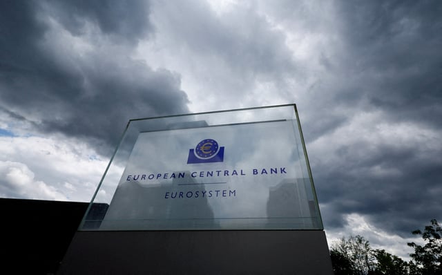 Dark clouds are seen over the building of the European Central Bank (ECB) before the ECB's monetary policy meeting in Frankfurt, Germany, June 6, 2024. REUTERS/Wolfgang Rattay/File Photo