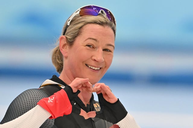 Claudia Pechstein 2022 bei ihren letzten Olympischen Spielen
