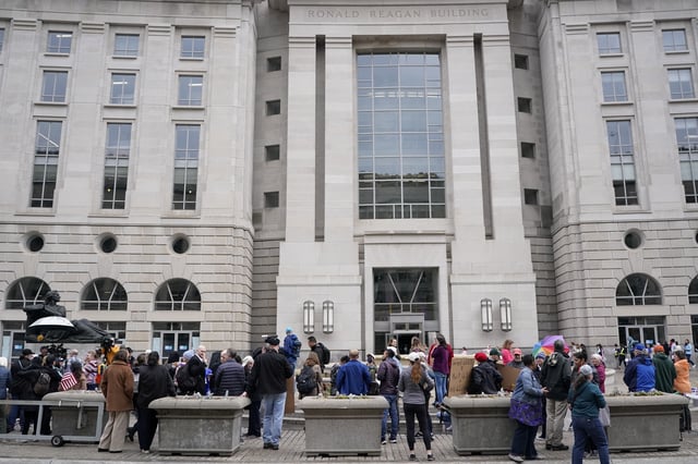A view shows the Ronald Reagan Building after laid-off USAID workers cleared out their desks and collected personal belongings, during a sendoff in Washington, D.C., U.S., February 27, 2025.