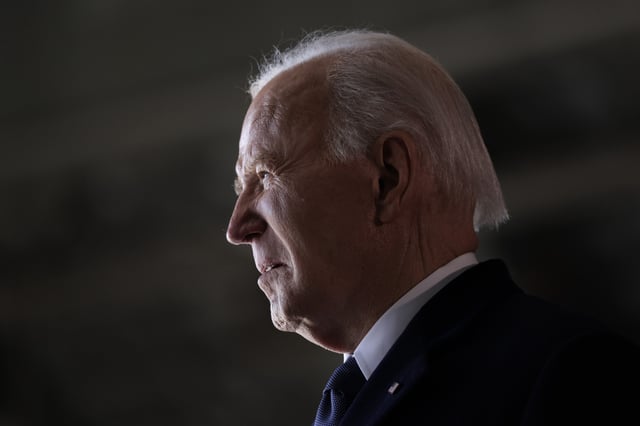 Former U.S. President Joe Biden arrives at Joint Base Andrews following inauguration ceremonies on January 20, 2025, in Joint Base Andrews, Maryland.