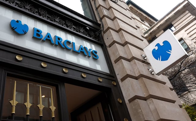 A view shows signage on a branch of Barclays Bank in London, Britain, March 17, 2023.  REUTERS/Peter Nicholls/File Photo