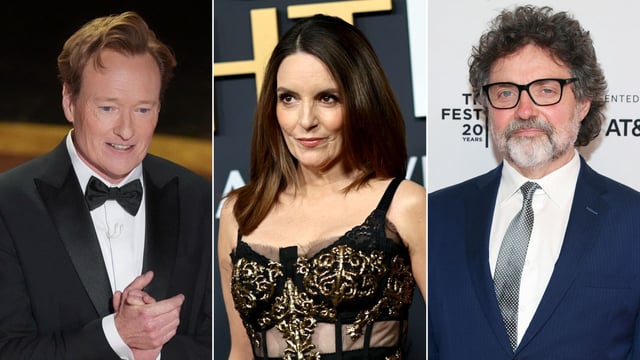 (L-R:) Conan O'Brien, Tina Fey, Jeff Richmond.