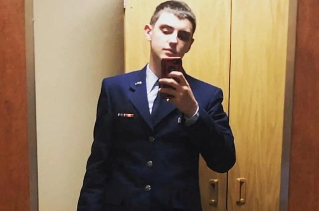 An undated picture shows Jack Douglas Teixeira, a 21-year-old member of the U.S. Air National Guard, who was arrested by the FBI, over his alleged involvement in leaks online of classified documents, posing for a selfie at an unidentified location. Social Media Website/via Reuters/File Photo