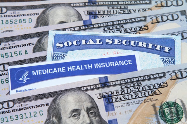 Stock photo of Medicare and Social Security card