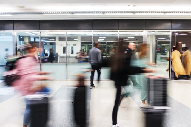 Passengers at Dulles International Airport.