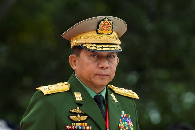 Myanmar junta chief General Min Aung Hlaing announced the dates of the election during a state visit to Belarus