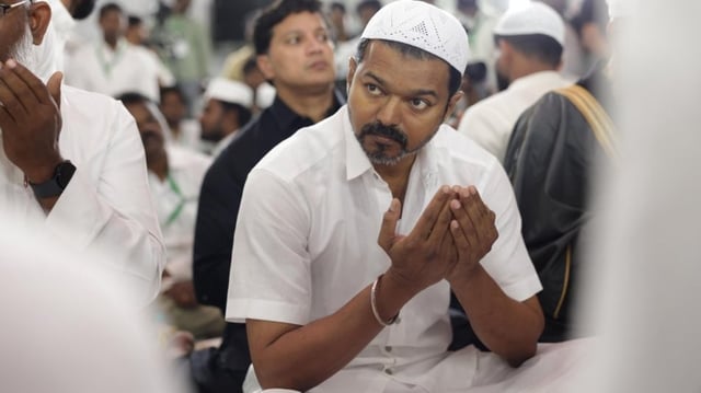 Vijay hosted an Iftar and took part in prayers before breaking fast in Chennai on Friday.