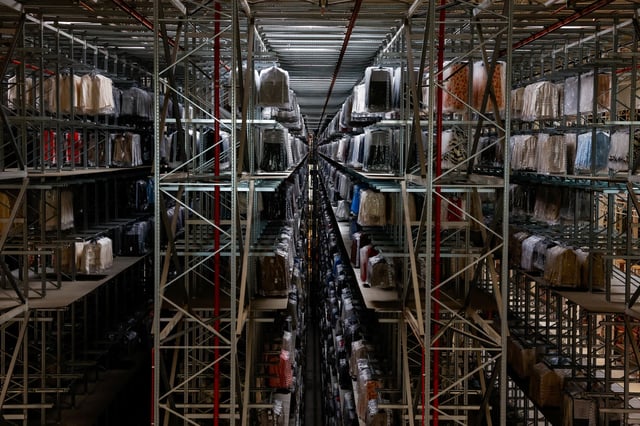 Clothes are seen, at Mango's logistics center, in Llica d'Amunt, near Barcelona, Spain, March 10, 2025. REUTERS/Albert Gea