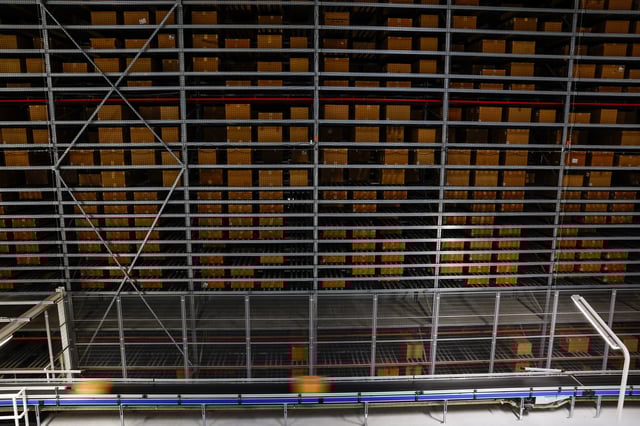 Boxes are seen, at Mango's logistics center, in Llica d'Amunt, near Barcelona, Spain, March 10, 2025. REUTERS/Albert Gea