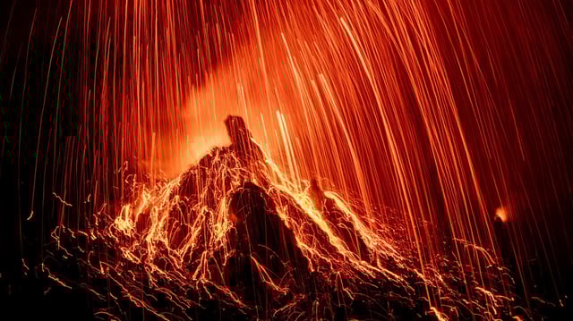 Representative image: Stromboili volcano eruption in Sicilia, Italy.