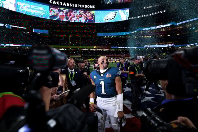 Jalen Hurts led the Philadelphia Eagles to victory over the Kansas City Chiefs at Super Bowl LIX.