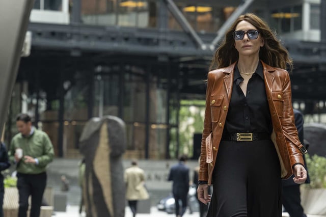 Kathryn (Cate Blanchett) walks toward a meeting with a contact in Zurich in “Black Bag.”