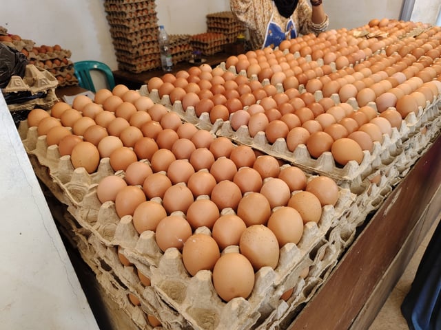 Eggs are sold at a market in this archive stock image taken in East Kalimantan, Indonesia, in June 2024.  The cost of eggs in the U.S. has soared in recent months, although prices appear to be falling this week.
