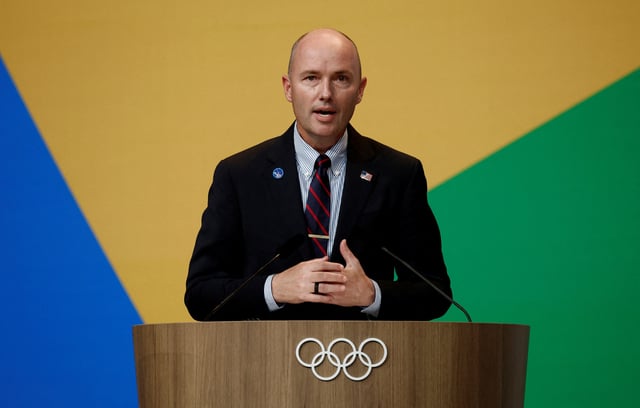 Paris 2024 Olympics - IOC Session 2030 & 2034 Announcements - Le Palais des Congres de Paris, Paris, France - July 24, 2024. Governor of Utah Spencer Cox during the IOC Session.