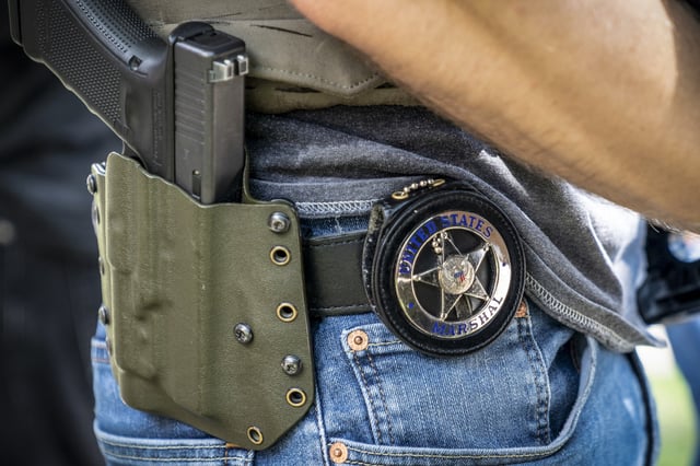 A U.S. Marshal in Norforlk, Va., on Aug. 5, 2019.
