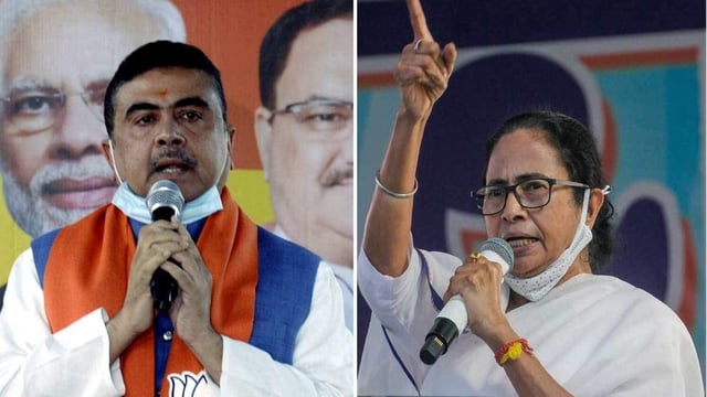 BJP leader Suvendu Adhikari and West Bengal CM Mamata Banerjee