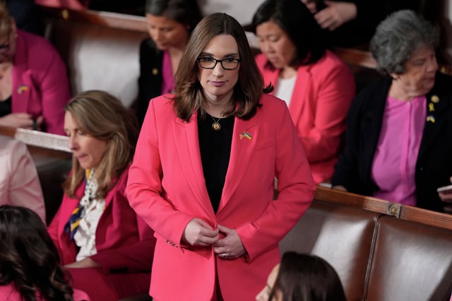 Rep. Sarah McBride, D-Del., arrives in the House Chamber before President Donald Trump arrives to address a joint session of Congress at the Capitol in Washington, Tuesday, March 4, 2025. On Tuesday, McBride was misgendered in an introduction at a House hearing. 