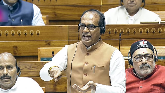 New Delhi, Feb 11 (ANI): Union Minister for Agriculture and Farmers Welfare Shivraj Singh Chouhan speaks in the Lok Sabha during the Budget Session, in New Delhi on Tuesday.