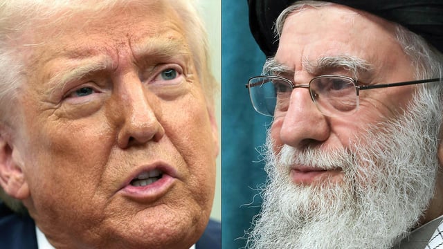 (COMBO) This combination of pictures created on March 9, 2025 shows
US president Donald Trump (L) had recently written to Iran, urging it to negotiate a new nuclear deal. 