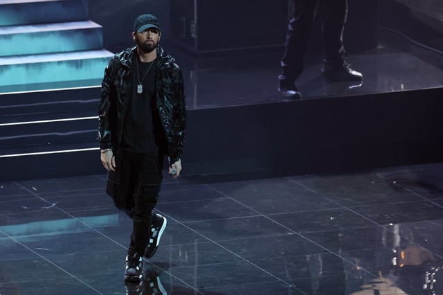 Eminem performs during the 2024 MTV Video Music Awards in Elmont, New York, U.S., September 11, 2024. REUTERS/Brendan McDermid/File Photo