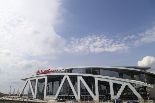 Mar 14, 2020; Atlanta, Georgia, USA; General view of State Farm Arena  as seen in this file photo. Mandatory Credit: Brett Davis-USA TODAY Sports/File Photo