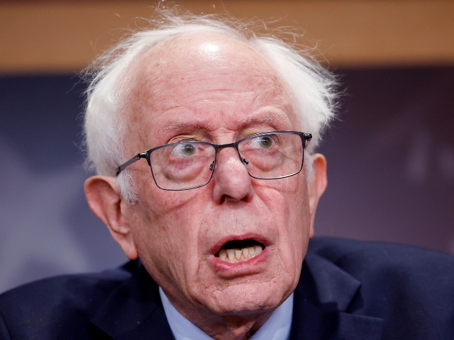 U.S. Sen. Bernie Sanders (I-VT), joined by fellow Senators, speaks at a news conference on restricting arms sales to Israel at the U.S. Capitol on November 19, 2024 in Washington, DC. Sanders held the news conference to discuss Wednesday's Senate floor vote on a Joint Resolutions of Disapproval (JRD) to block the sale of certain offensive arms to Israel. (Kevin Dietsch/Getty)